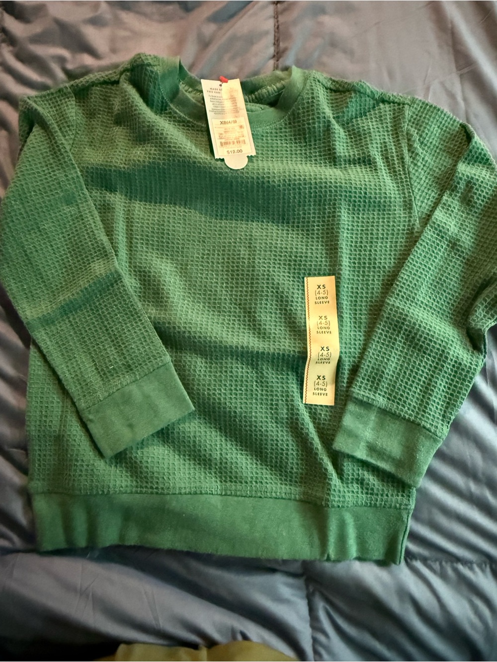 Cat & Jack kids x-small long sleeve soft waffle knit unisex pull over shirt